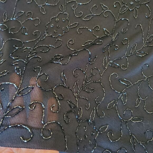 Oscar by Oscar de la Renta Embellished Black Top Size Large - Picture 5 of 7